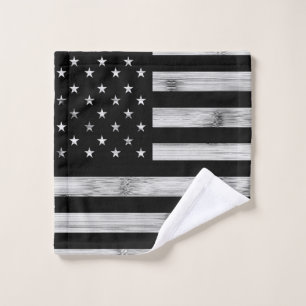 USA flagge Rustic Wood Schwarz-weiß Patriotic Amer Waschlappen