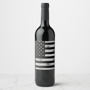USA flagge Rustic Wood Schwarz-weiß Patriotic Amer Weinetikett