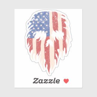 USA-Flagge Schädel Bart | Abgenutztes patriotische Aufkleber
