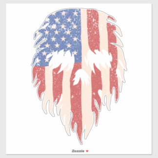USA-Flagge Schädel Bart | Abgenutztes patriotische Aufkleber