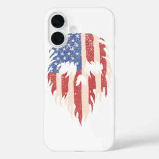USA-Flagge Schädel Bart | Abgenutztes Patriotische iPhone 16 Hülle