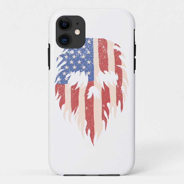 USA-Flagge Schädel Bart | Abgenutztes Patriotische Case-Mate iPhone Hülle (Rückseite)
