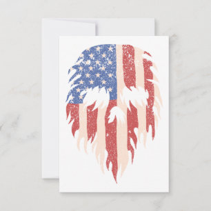 USA-Flagge Schädel Bart   Abgenutztes patriotische Dankeskarte