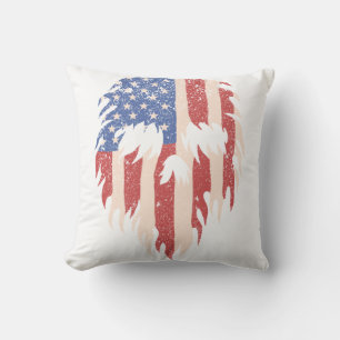 USA-Flagge Schädel Bart Abgenutztes patriotische Kissen