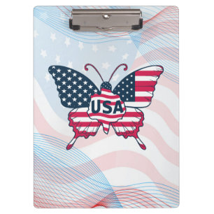 USA-Flagge Schmetterling Patriotisches Amerikanisc Klemmbrett