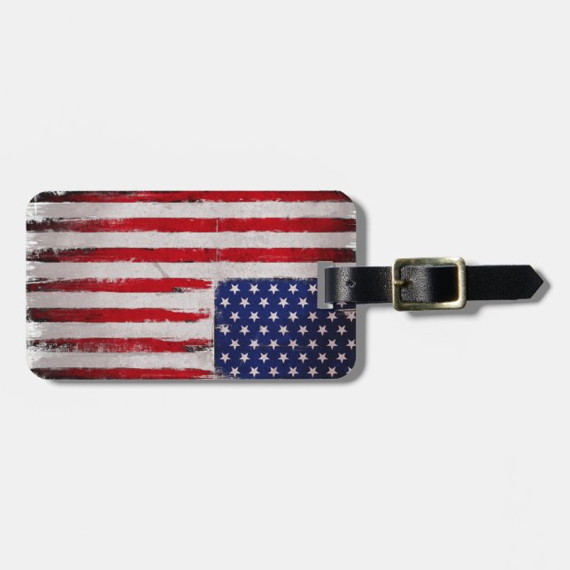 USA-Flagge Schmutz Gepäckanhänger (Vorderseite horizontal)