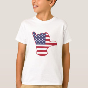 USA-Flagge Shaka-Zeichen T-Shirt