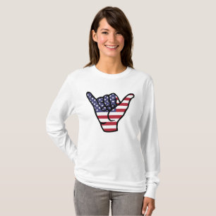 USA-Flagge Shaka-Zeichen T-Shirt
