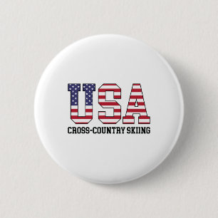 USA-Flagge Skifahrer - Amerikanischer USA Langlauf Button
