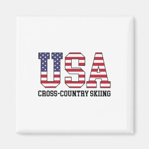 USA-Flagge Skifahrer - Amerikanischer USA-Langlauf Magnet