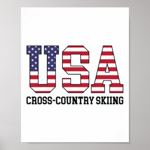USA-Flagge Skifahrer - Amerikanischer USA-Langlauf Poster