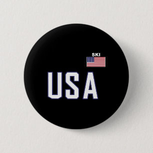 USA-Flagge Skiteam Cool Ski-Ausrüstung Für Skifahr Button