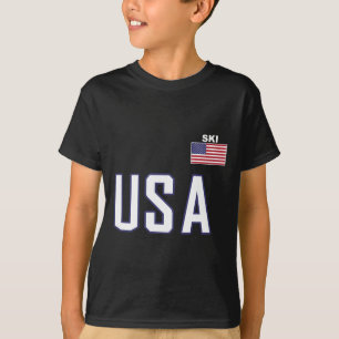 USA-Flagge Skiteam Coole Skiausrüstung für Skifahr T-Shirt