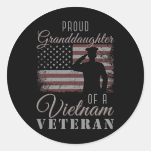 Usa-Flagge Soldat Stolze Enkelin eines Vietnam- Runder Aufkleber