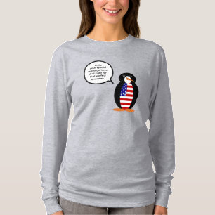 USA-Flagge Sprechende Ms. Penguin Langarm-Shirt fü T-Shirt