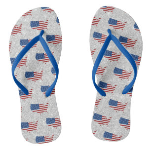 USA-Flagge Sterne & Streifen 4. Juli Glitter Flip Flops