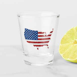 USA-Flagge Sterne & Streifen 4. Juli Glitter Schnapsglas