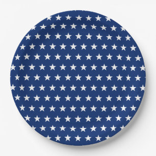 USA-Flagge Sternenmuster Blau Pappteller