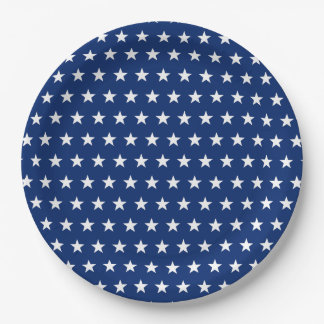 USA-Flagge Sternenmuster Blau Pappteller