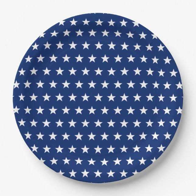 USA-Flagge Sternenmuster Blau Pappteller (Vorderseite)