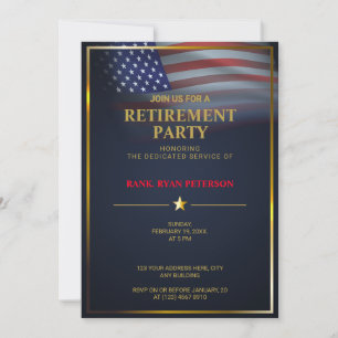 USA-Flagge transparent Goldrahmen Luxury Blu Einladung