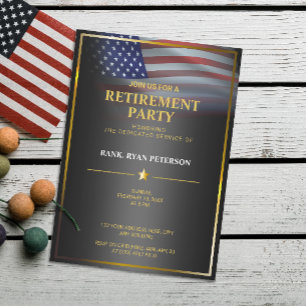 USA-Flagge   transparent   Goldrahmen   Luxusschwa Einladung