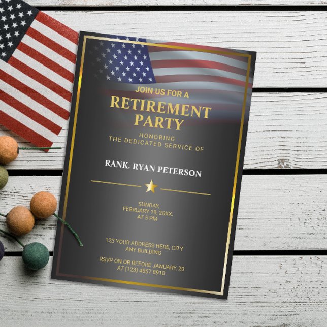 USA-Flagge | transparent | Goldrahmen | Luxusschwa Einladung (Von Creator hochgeladen)