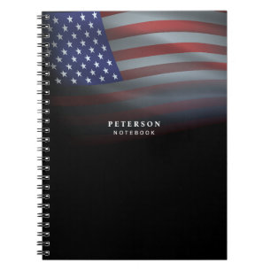 USA-Flagge Transparente Abstufung Schwarz Notizblock