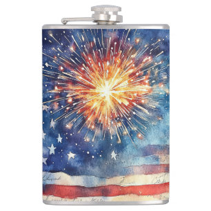 USA-Flagge. Treuegelöbnis.  Flachmann