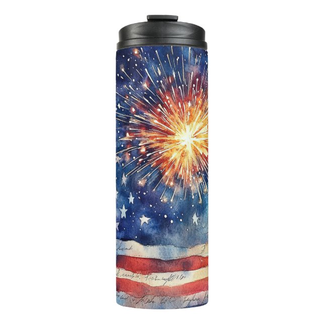 USA-Flagge. Treueschwur.  Thermosbecher (Vorderseite)