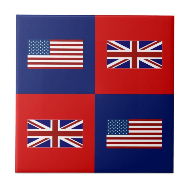 USA-Flagge & UK-Flagge-Muster Fliese (Vorderseite)
