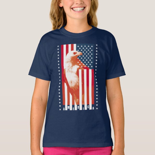 USA Flagge und Adler T-Shirt (Vorderseite)