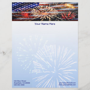 USA-Flagge und Feuerwerk Briefkopf