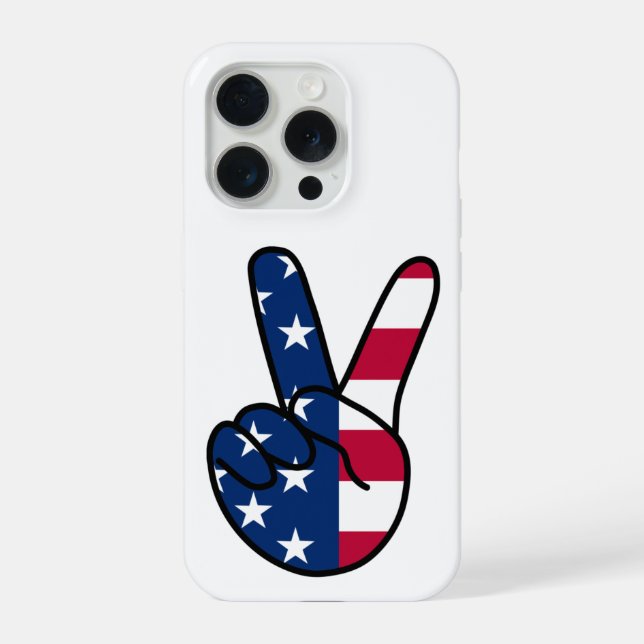 USA-Flagge V-Zeichen iPhone Hülle (Rückseite)