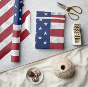 USA-Flagge Vintag Rot-Blau Amerika patriotisch Geschenkpapier