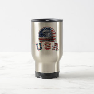 USA-Flagge Vintage Amerikanischer Adler Amerikanis Reisebecher