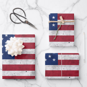 USA-Flagge vintage rot weiß blau Amerika patriotis Geschenkpapier Set