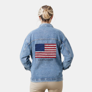 USA-Flagge vintage rot weiß blau Amerika patriotis Jeansjacke