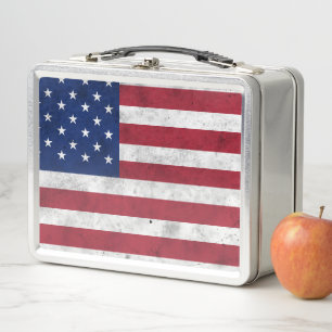 USA-Flagge vintage rot weiß blau Amerika patriotis Metall Brotdose