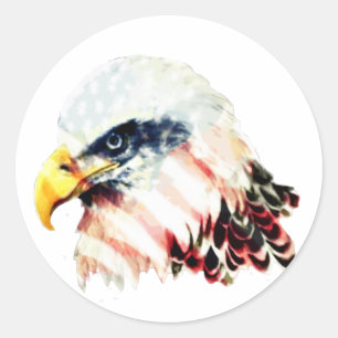 USA-Flagge-Weißkopfseeadler-Entwurf Runder Aufkleber