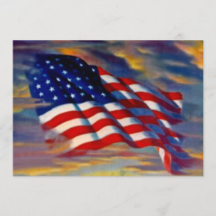 USA-Flagge-Wellen-Wolken-leere Einladungen