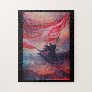 USA-Flagge winkt 4. Gedenktag abstrakte Kunst Puzzle