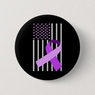 USA Flaggen Alzheimer Ribbon Alzheimer Disease Awa Button