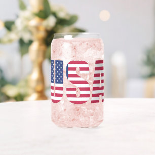 USA-Flaggen-Glas Can - Stars and Stripes Eiskaffee Dosenglas