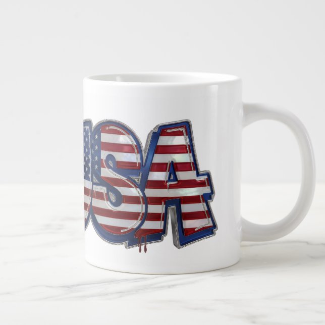 USA-Flaggen-Graffiti personalisierter Text Jumbo-Tasse (Rechts)