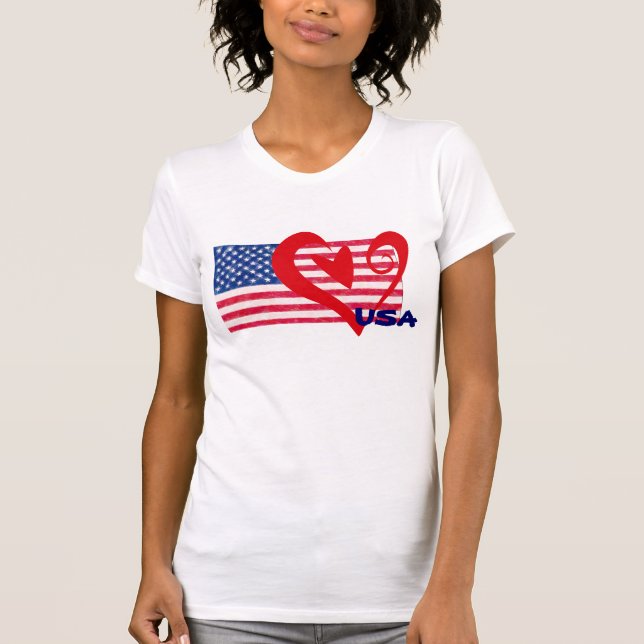 USA-Flaggen-Herz-Shirt T-Shirt (Vorderseite)
