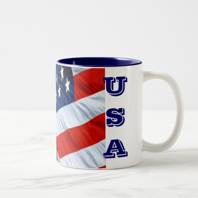 USA-Flaggen-Kaffee-Tasse Zweifarbige Tasse (Rechts)
