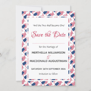 USA-FLAGGEN PATRIOTISCHE Hochzeit individuell chri Save The Date