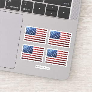USA Flaggen Rot-Blau-Glitzern Glitzern Aufkleber