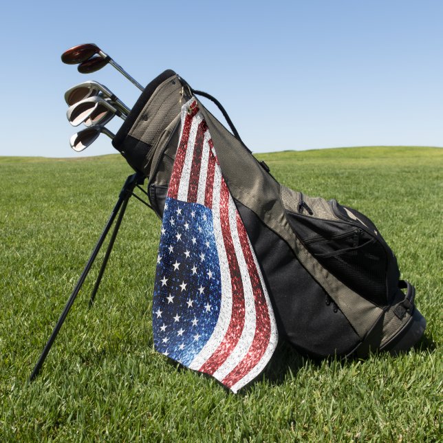 USA Flaggen Rot-Blau-Glitzern Glitzern Golfhandtuch (Gras)